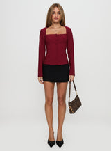 Gaskin Long Sleeve Top Burgundy