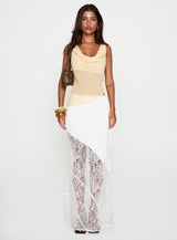 Pretty Little Fears Cowl Neck Top Beige