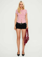 Are We Clear Button Up Top Pink