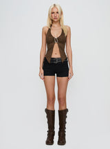 Moderna Halter Lace Top Brown