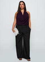 Carefree Days Cowl Neck Top Purple Curve