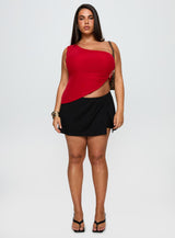 Machiatto One Shoulder Top Red Curve