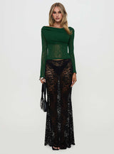 Watch The Sunset Off Shoulder Long Sleeve Top Green