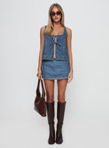Stefenie Denim Tie Top Mid Wash