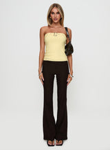 Satellite Strapless Buckle Detail Top Yellow