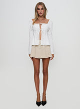 Lilibette Tie Up Long Sleeve Top White
