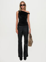 Dream Came True Asymmetrical Velvet Top Black