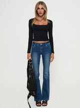 Xandi Long Sleeve Top Black / Leopard