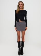 Crowded Room Button Up Long Sleeve Top Black