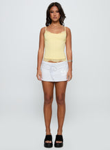 Falling Through Lace Detail Top Lemon
