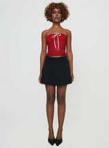 Winnick Strapless Lace Top Red