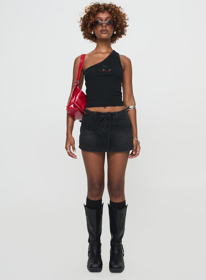 Jase One Shoulder Top Black