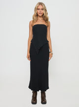 Birdie Asymmetric Linen Blend Top Black