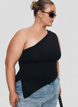 Lunah One Shoulder Top Black Curve