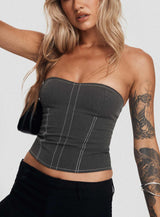 Vacke Strapless Top Grey
