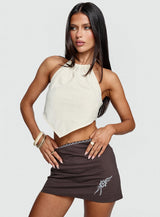 Just Imagine Tie Back Top Beige