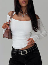 Shivers Halter Long Sleeve Top White