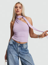 Anderstone Neck Tie Top Purple