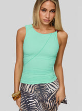 Aerynna Mesh Bead Detail Top Aqua