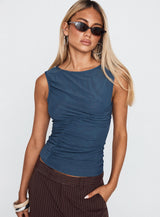 Persuade You Ruched Top Blue