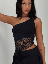 Damarie One Shoulder Top Black