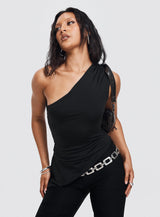 Vulnerable One Shoulder Top Black