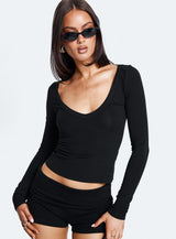 Count Me In Long Sleeve Top Black