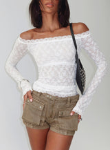 Mochapella Off The Shoulder Top White