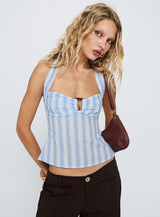Isabetta Halter Top Blue Stripe