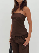 Irresistible Strapless Top Chocolate Petite