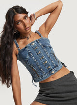 Yappa Denim Top Mid Wash