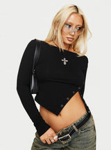 Karre Off The Shoulder Long Sleeve Top Black