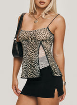 Golden Age Split Cami Top Leopard Multi