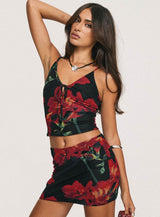 Grapefruit Set Red Floral