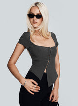 Memory Bliss Asymmetrical Top Grey