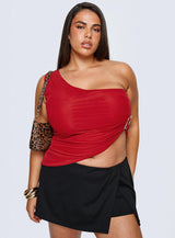 Machiatto One Shoulder Top Red Curve