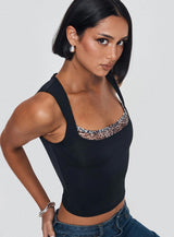 Xandi Top Black Leopard