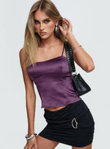Marcelline Satin Top Plum