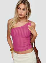 All Falls Down One Shoulder Top Pink