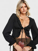 Evadne Long Sleeve Top Black