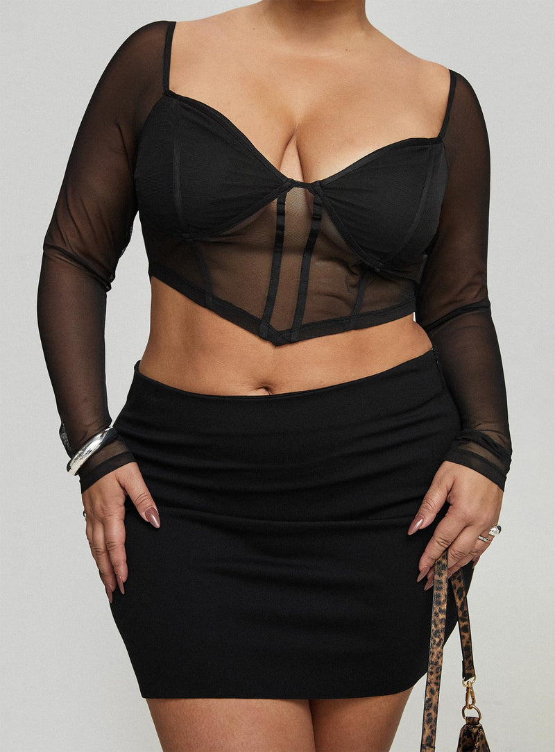 Maranta Long Sleeve Top Black Curve