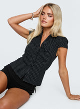 Arianwyn Short Sleeve Shirt Black Polka