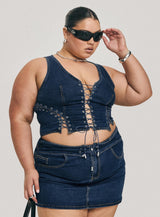 Edenette Top Mid Blue Wash Curve