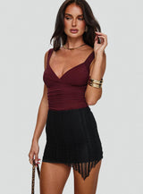 Morgane Mesh Bodysuit Burgundy