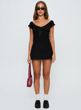 Ahead Of Myself Off Shoulder Bodysuit Black