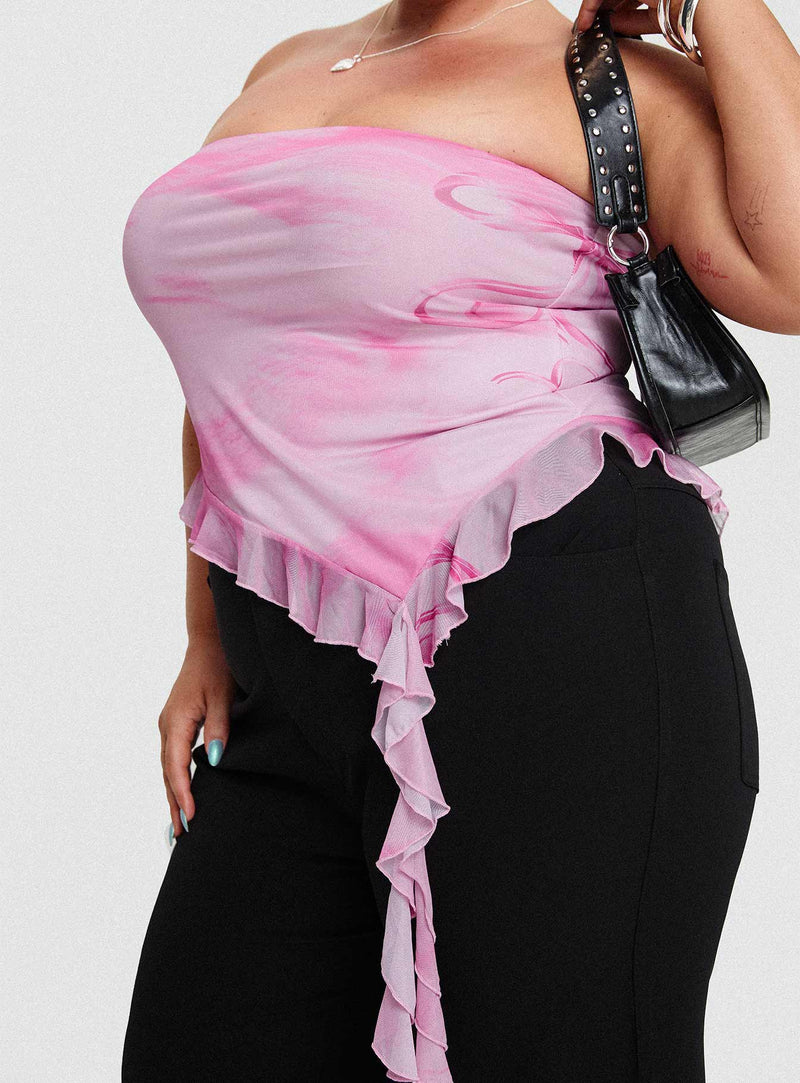 Travessa Asymmetric Tube Top Pink Curve