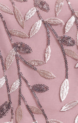 Plus - Midi Embroidered Dress with Illusion Neckline and Godet Detail Skirt