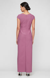 Regular - Contour Dress with Cap Sleeves, Tulip Overlay Skirt & Beaded Embellishment at Hip