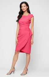 Regular - Short Contour Collection Dress with Square Neckline and Tulip Overlay Skirt