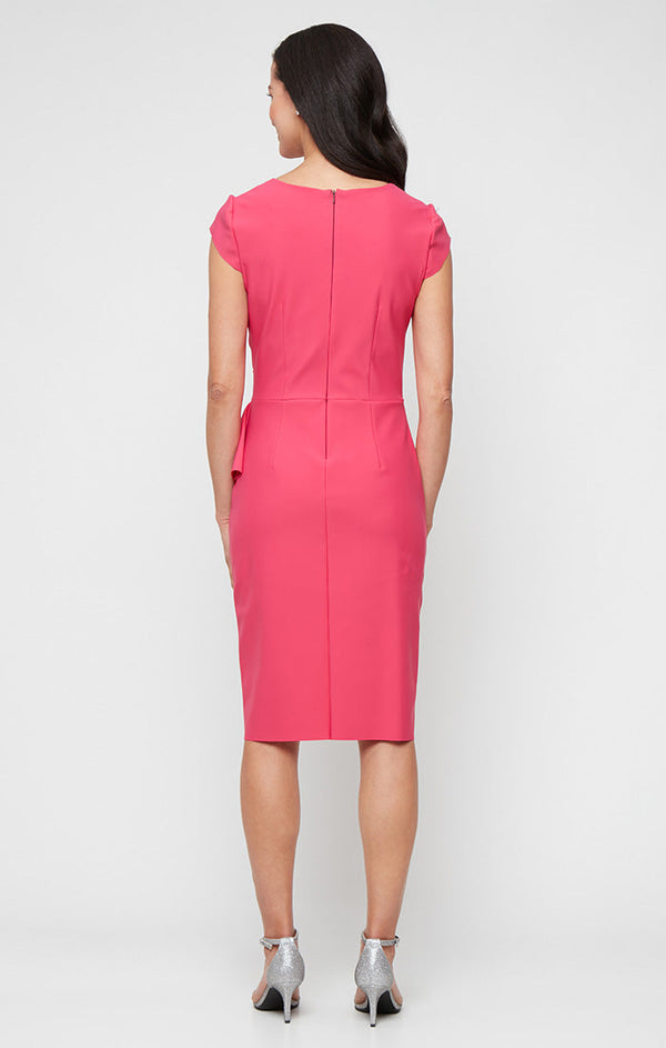 Regular - Short Contour Collection Dress with Square Neckline and Tulip Overlay Skirt